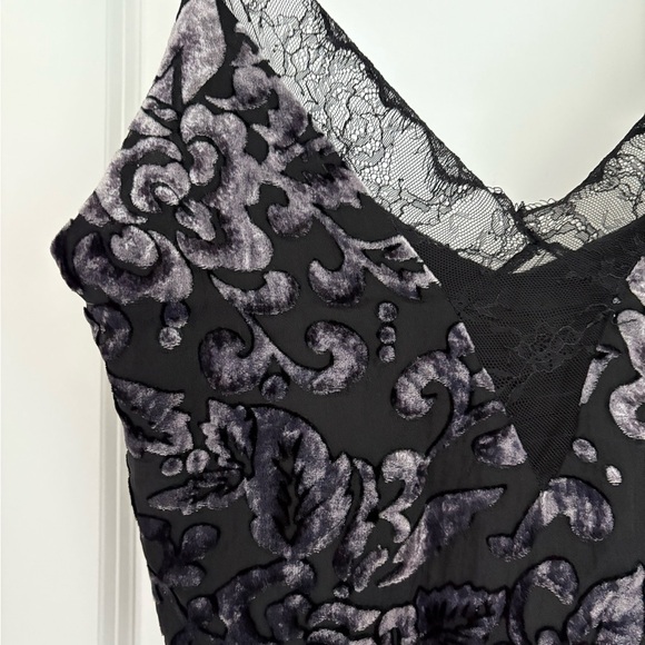 Millau Y2K Velvet Burnout Lace Trim Fairy Grunge Cropped Tank Top Size S - Picture 3 of 6